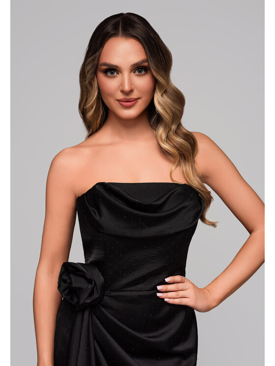 Ombre Ombre Sukienka wieczorowa LA-OM-DLR104 Czarny Regular Fit