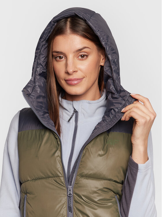 4F 4F Bezrękawnik H4Z22-KUDP004 Khaki Relaxed Fit