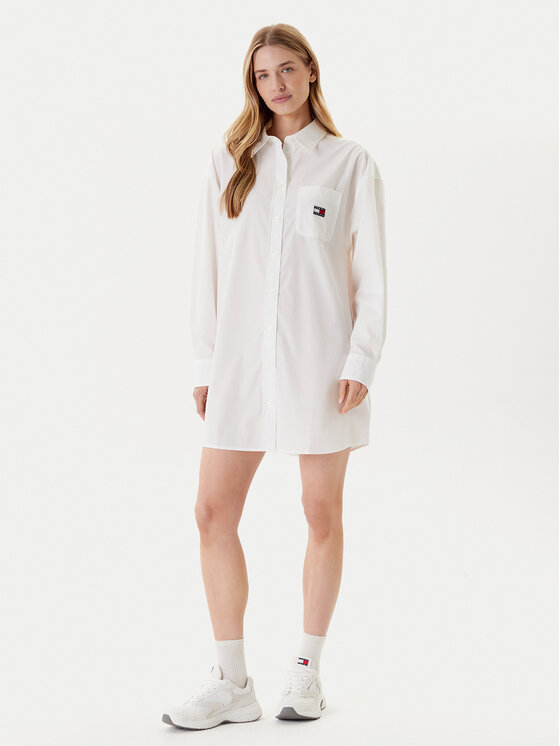 Tommy Jeans Tommy Jeans Rochie tip cămașă DW0DW21122 Alb Relaxed Fit