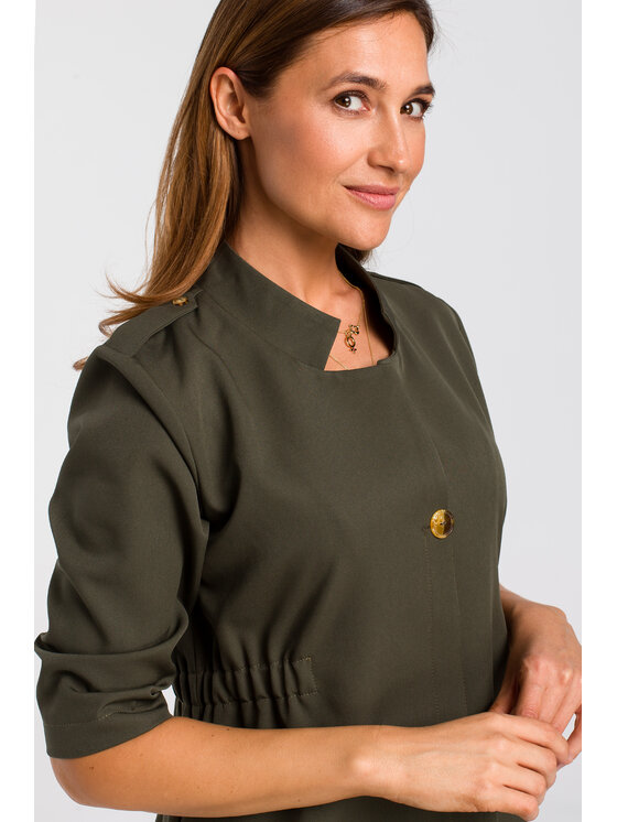 Stylove Stylove Každodenní šaty S189 Khaki Regular Fit