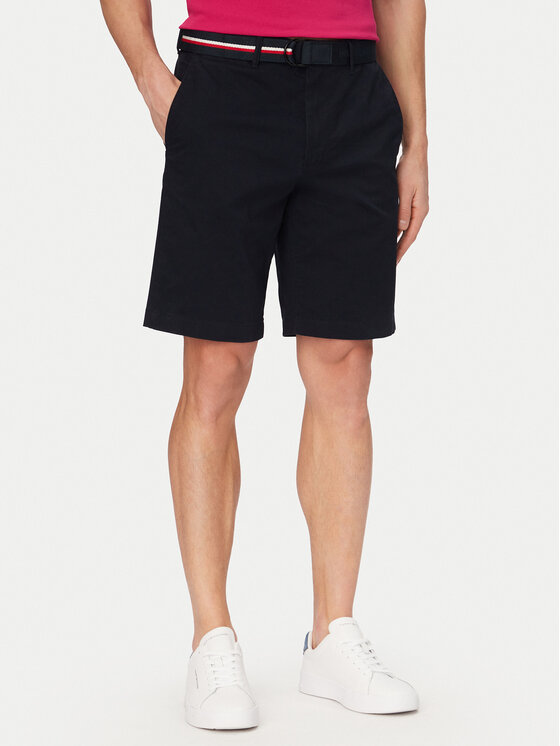 Tommy Hilfiger Tommy Hilfiger Pantaloncini di tessuto Denton MW0MW42349 Blu scuro Slim Fit