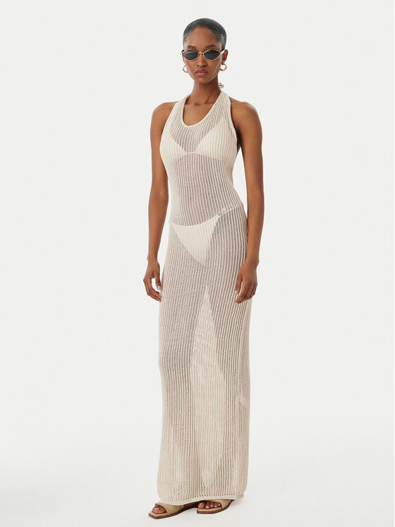 Guess Guess Sukienka plażowa E6GK0 0Z5371 Beżowy jasny Slim Fit