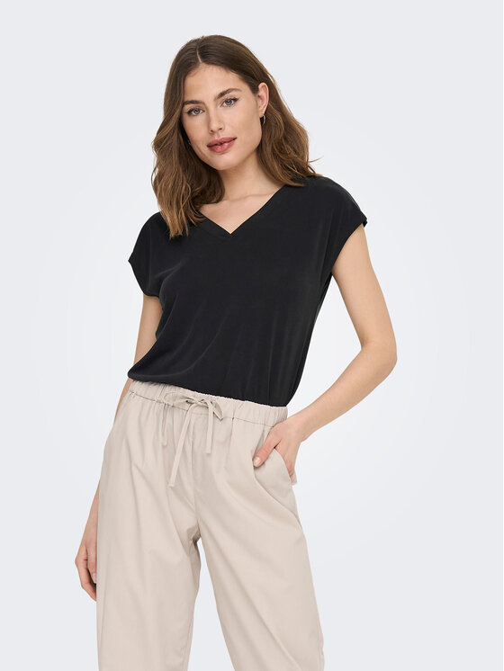 ONLY ONLY Marškinėliai Free 15287041 Juoda Regular Fit