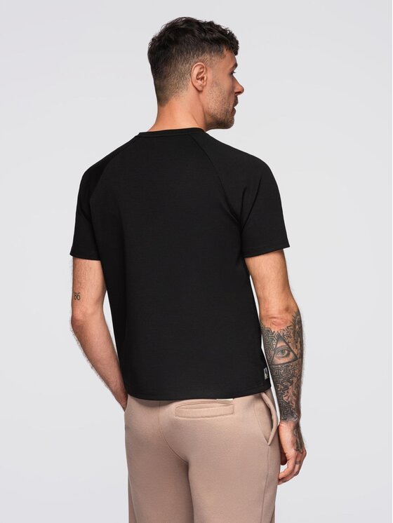 Ombre Ombre T-Shirt OM-TSCT-0240 Czarny Comfortable Fit