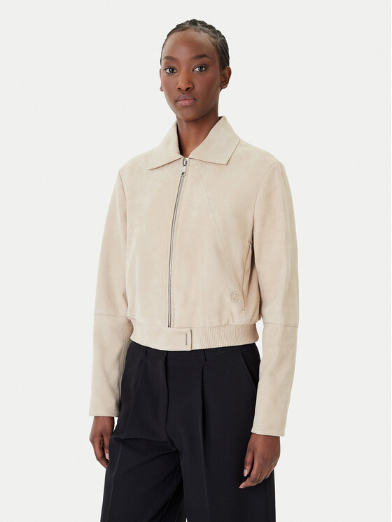 BOSS BOSS Geacă de piele Salene 50552203 Bej Regular Fit