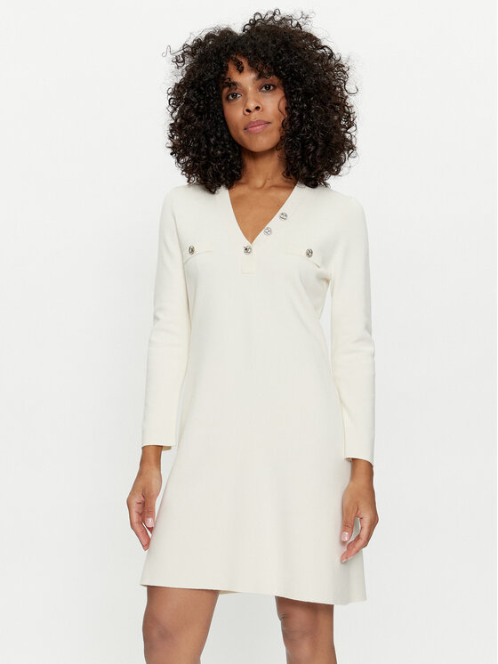 TWINSET Rochie tricotată 241TP3094 Écru Regular Fit