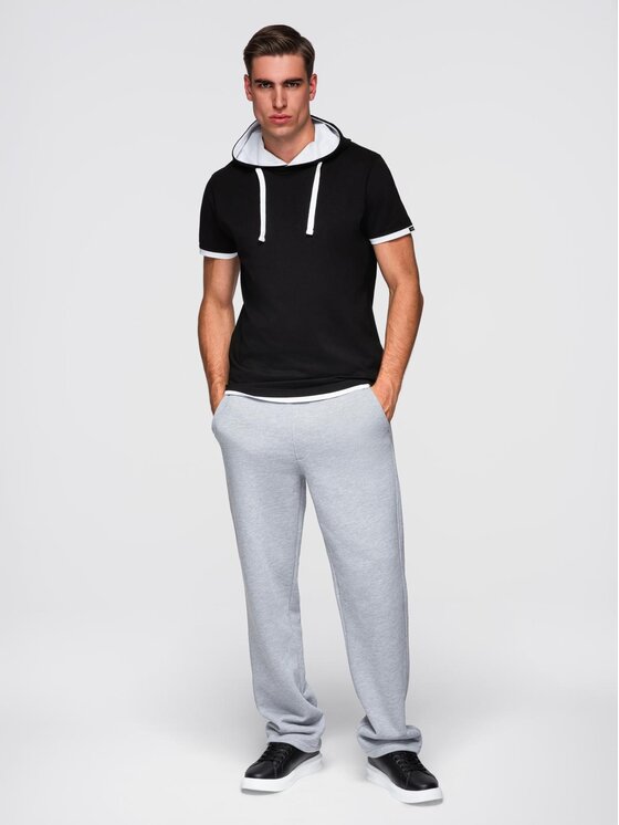 Ombre Ombre T-Shirt OM-TSCT-0256 Černá Regular Fit
