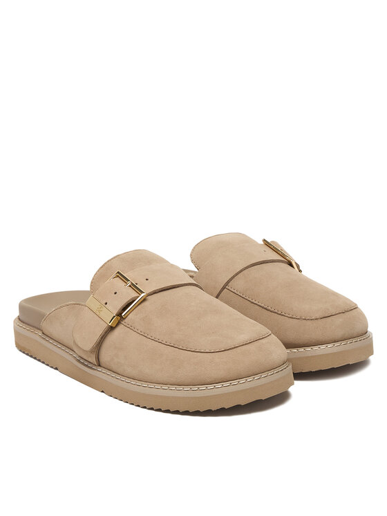 Tommy Hilfiger Tommy Hilfiger Natikači Th Buckle Fur Suede Mule FW0FW09083 Bež