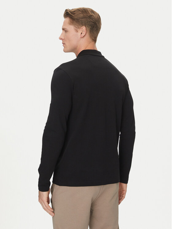 BOSS BOSS Тениска с яка и копчета Plisy 50536609 Черен Regular Fit