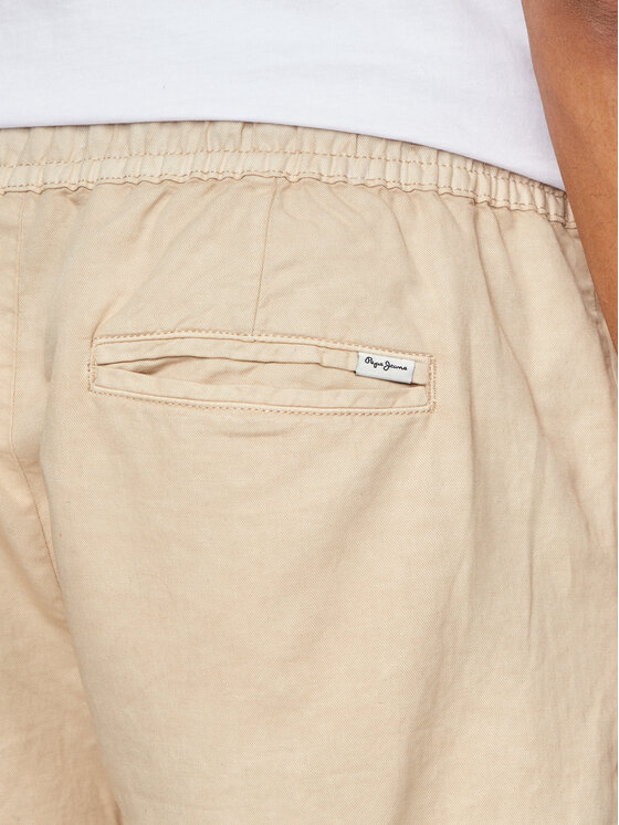 Pepe Jeans Pepe Jeans Auduma šorti Relaxed Linen Smart Shorts PM801093 Bēšs Regular Fit