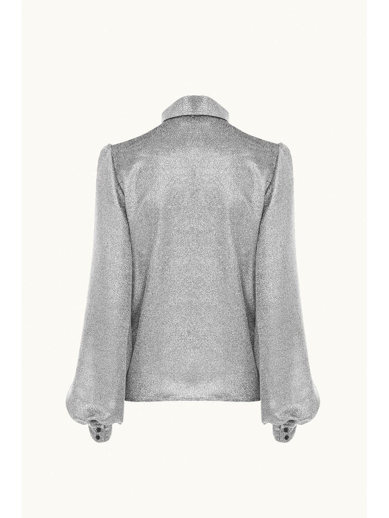 EPUZER EPUZER Bluzka Silk blouse Srebrny Loose Fit