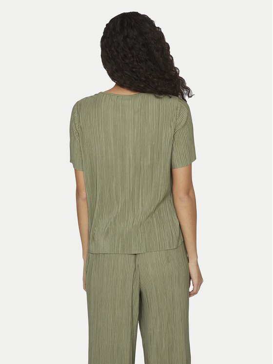 Vila Vila T-shirt Plisa 14089481 Zelena Regular Fit