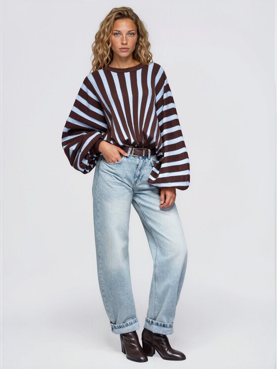 Ombre Ombre Sweter OW-SW-E0039 Niebieski Relaxed Fit