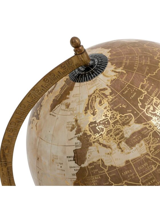 MIAhome MIAhome Globus Drewniany Beżowo Złoty 35 cm Beżowy