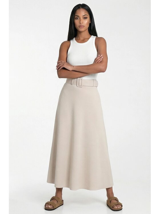 FIGL FIGL Maxi sukně M1318 Béžová A-Line Fit