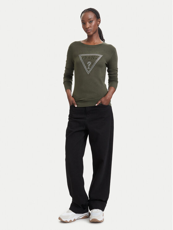 Guess Guess Džemper W6YR28 Z0976 Tamno zelena Regular Fit