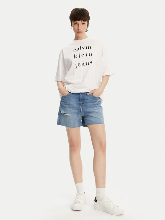 Calvin Klein Jeans Calvin Klein Jeans Jeans kratke hlače J20J225159 Modra Mom Fit