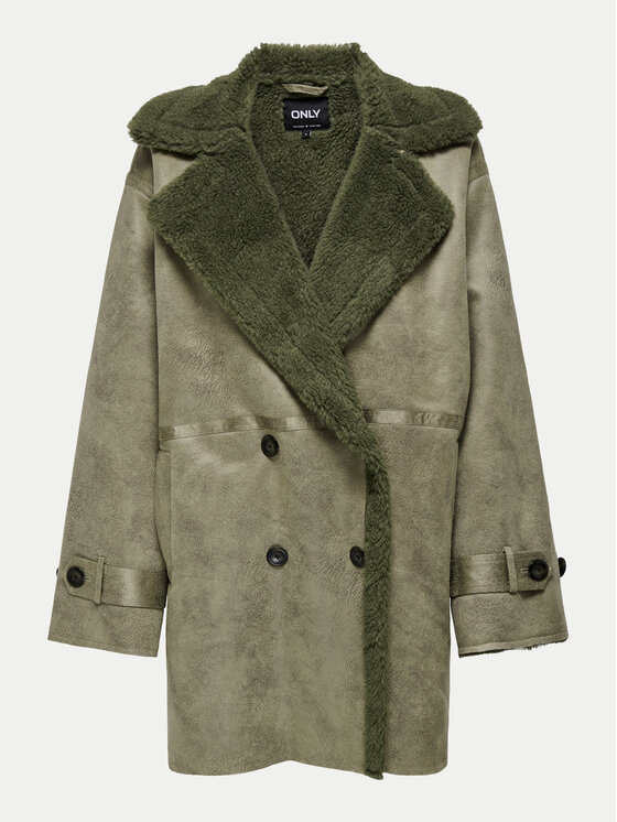 ONLY ONLY Fellmantel Ylva 15322402 Grün Regular Fit