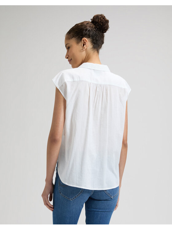 Lee Lee Koszula CAP SVE SHIRT Biały Relaxed Fit