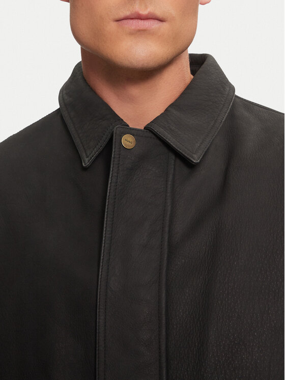 HUGO Hugo Bőrkabát Lamoto 50516888 Fekete Regular Fit