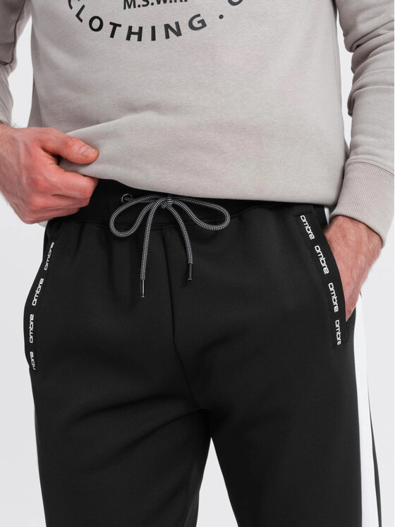 Ombre Ombre Spodnie dresowe OM-PASK-0229 Czarny Regular Fit