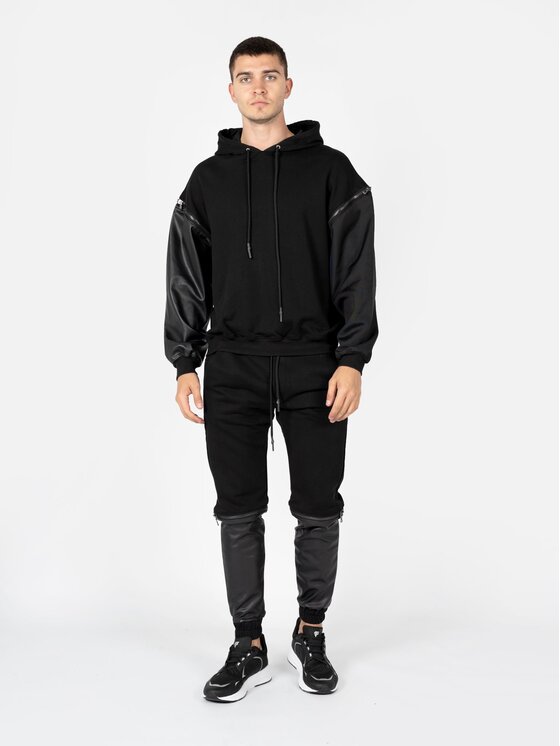 Les Hommes Les Hommes Kalhoty z materiálu LBJ4001700F Černá Slim Fit