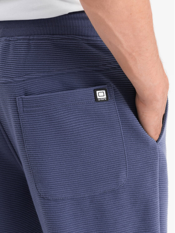 Ombre Ombre Teplákové kalhoty OM-PASK-0129 Tmavomodrá Regular Fit