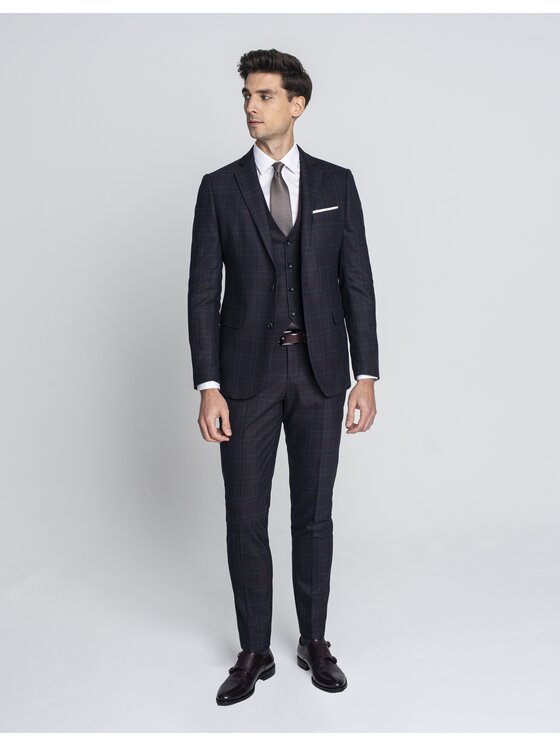 Borgio Borgio Spodnie garniturowe monreale Bordowy Slim Fit