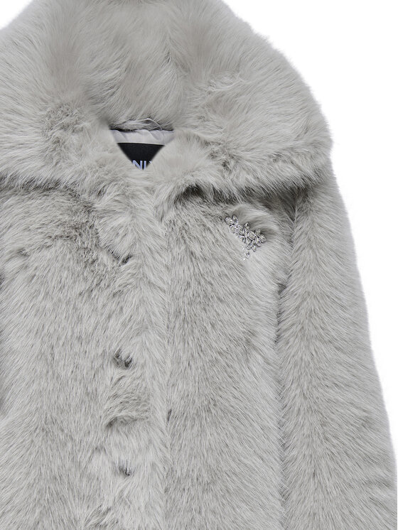 ONLY ONLY Кожено палто Ashia 15356621 Сив Regular Fit
