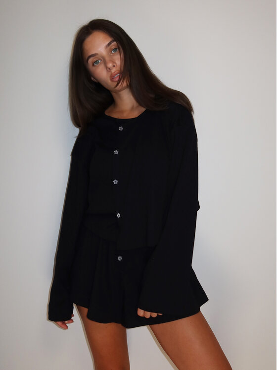 MissDenim MissDenim Mikina Pajama Overshirt Čierna Regular Fit