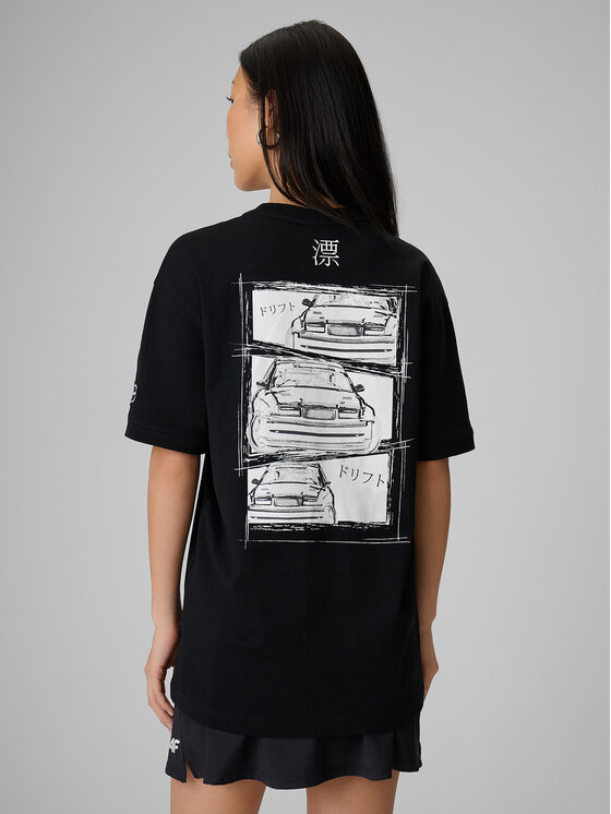 4F 4F T-Shirt MOTOSPORTS 2026 Czarny Loose Fit