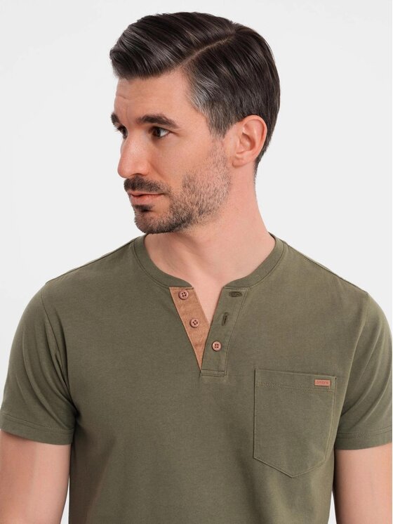 Ombre Ombre T-Shirt OM-TSCT-0206 Zielony Regular Fit
