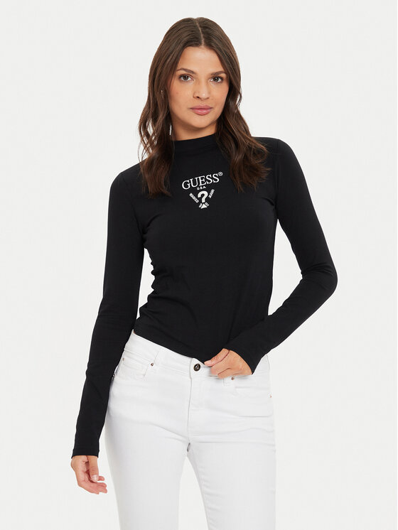 Guess Guess Bluzka Colette V4YI23 KCDH1 Czarny Slim Fit