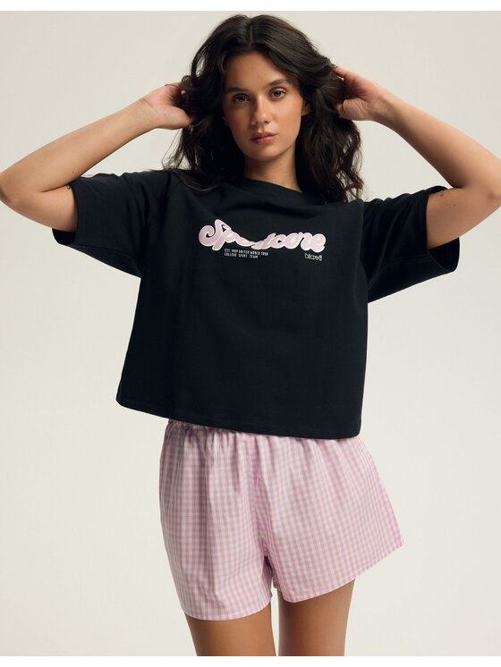 Esotiq Esotiq T-Shirt 43759 Czarny Oversize