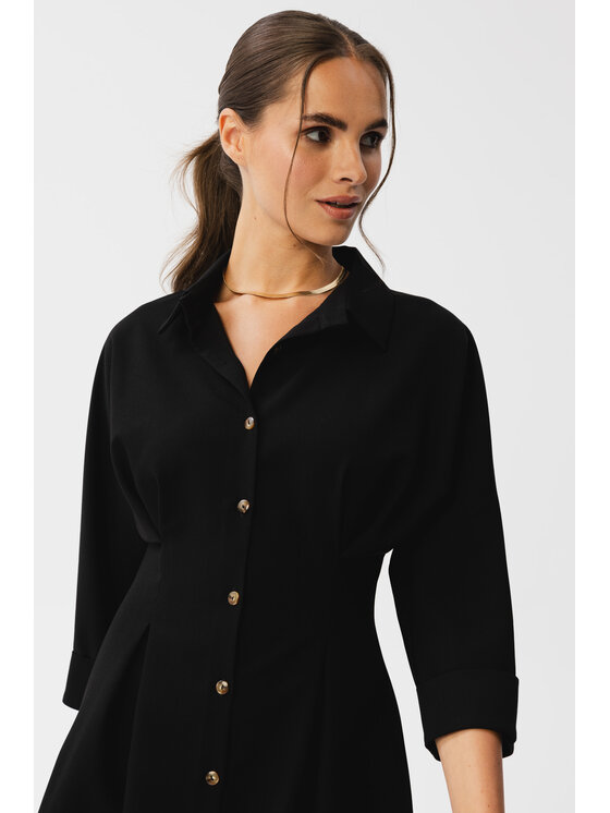 Stylove Stylove Sukienka koszulowa S351 Czarny Modern Fit