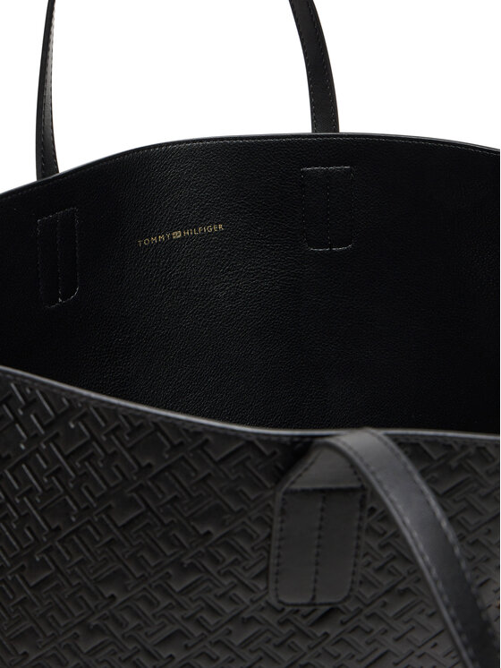 Tommy Hilfiger Tommy Hilfiger Torebka Th Icon Tote Mono AW0AW17687 Czarny