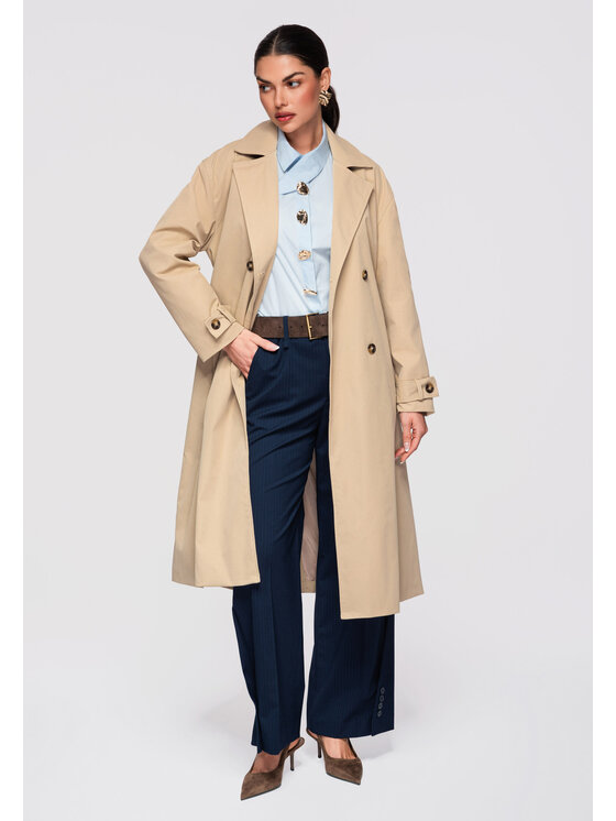 Ombre Ombre Płaszcz przejściowy OW-COLC-0119 Beżowy Oversize