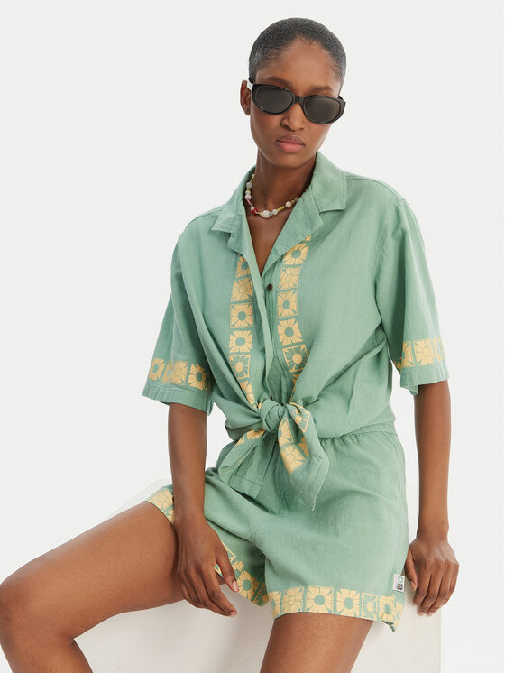 Quiksilver Quiksilver Košulja Bahamas EQWWT03145 Zelena Relaxed Fit