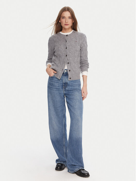 Tommy Hilfiger Tommy Hilfiger Pletena jopica WW0WW47463 Siva Regular Fit