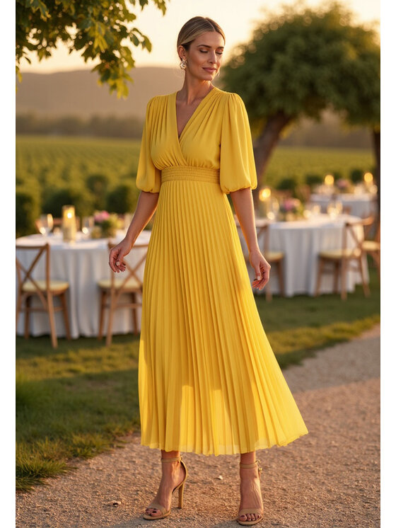 FIGL FIGL Φόρεμα κοκτέιλ M1124 Κίτρινο Feminine Fit