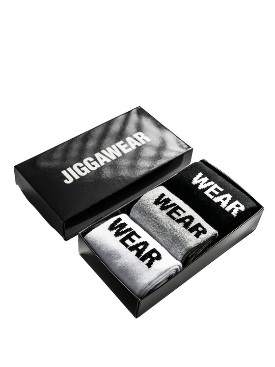 Jigga Wear Jigga Wear Skarpety długie Zestaw 3 Par Długich Skarpet Czarne / Białe / Szare Jigga Wear Classic Name uni Kolorowy