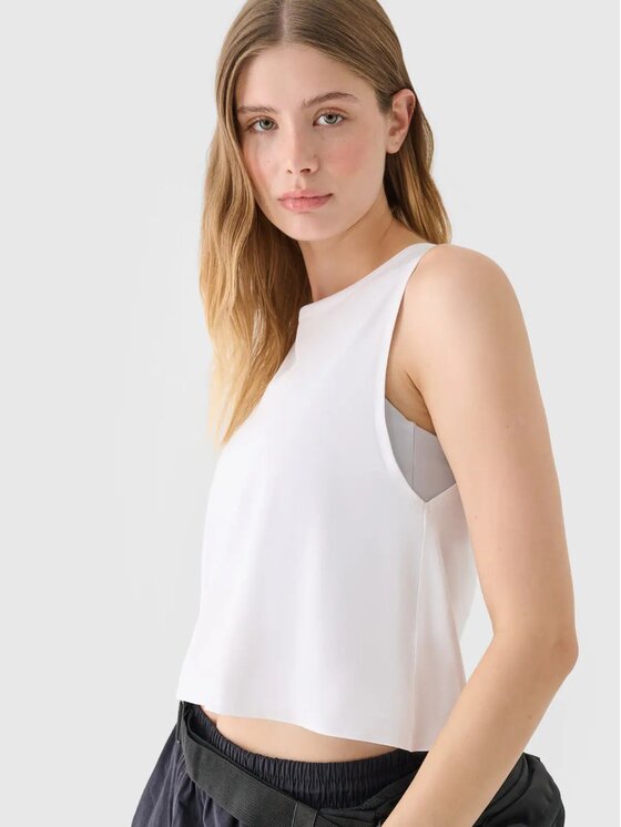 4F 4F Tričko 4FRAW24TSLEF183-11S Biela Regular Fit