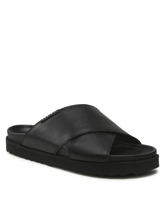 Ciabatte Crossed Leather 50105-220 Nero