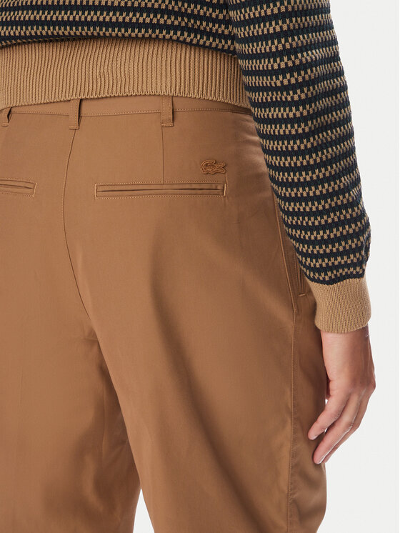 Lacoste Lacoste Παντελόνι υφασμάτινο HH0095 Ανοιχτό καφέ Loose Fit
