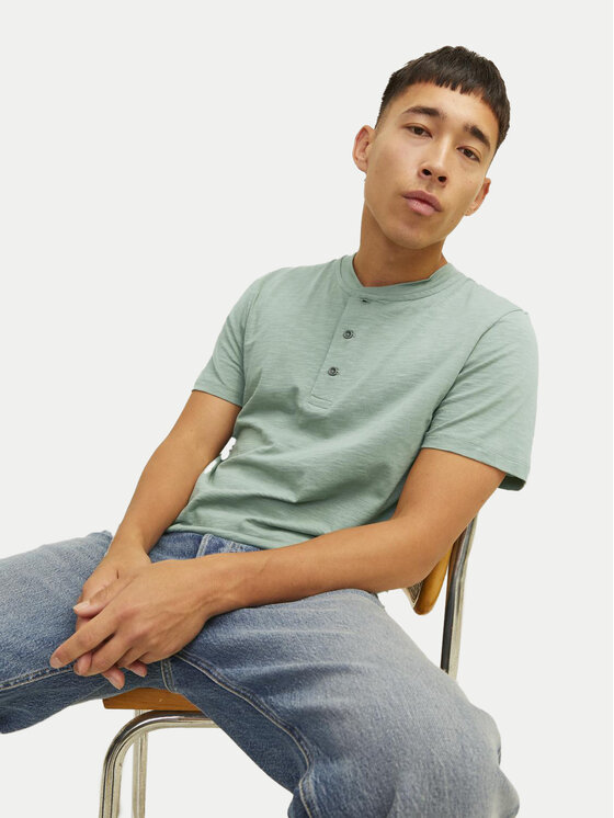 Jack & Jones Jack & Jones T-Shirt Jprblunixs 12257965 Zielony Slim Fit