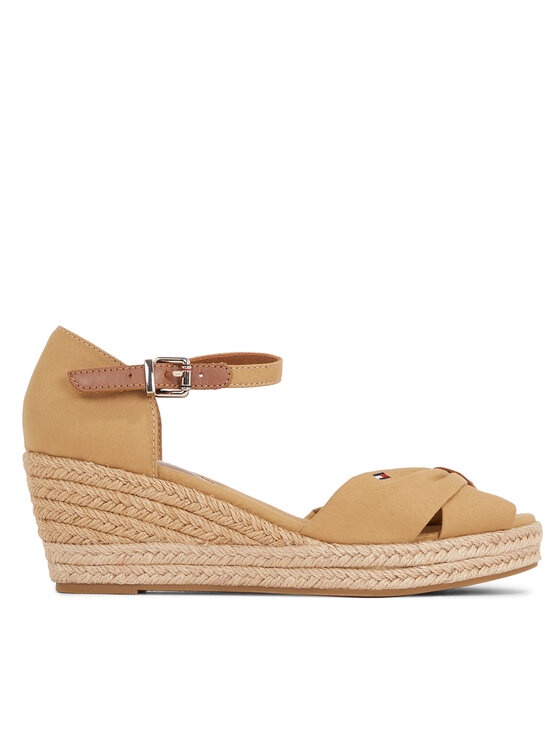 Espadrile Tommy Hilfiger Basic Open Toe Mid Wedge FW0FW04785 Kaki