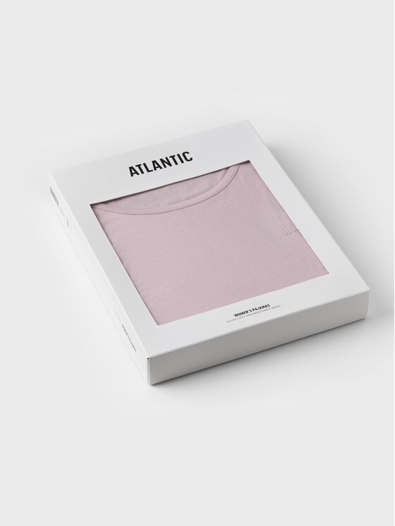 Atlantic Atlantic Piżama NLP-512-PUDROWY krata Różowy Regular Fit