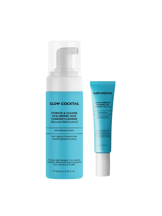 Glow Cocktail Glow Cocktail Pianka Hydrate & Cleanse + Krem Pod Oczy HA Zestaw do pielęgnacji skóry