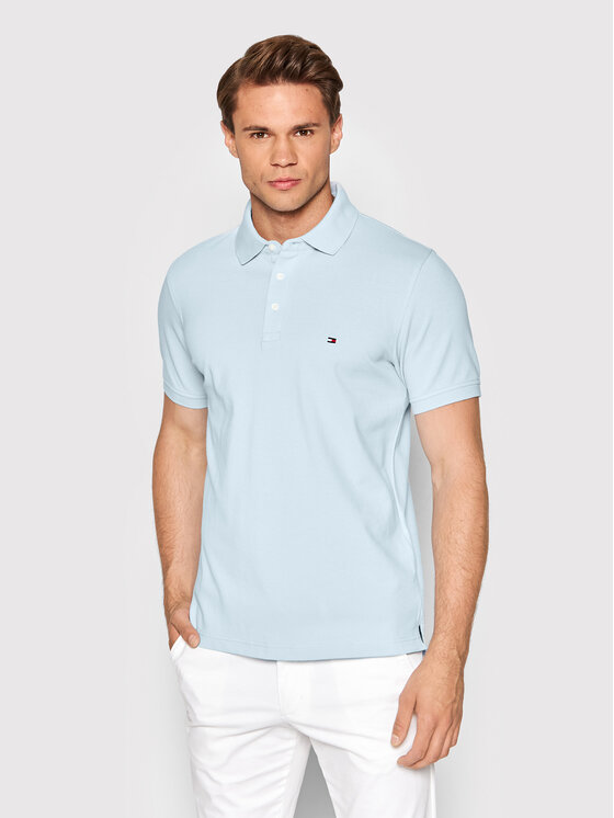 Męskie Polo Tommy Hilfiger, Rozmiar 3XL, Błękitne, MW0MW17771