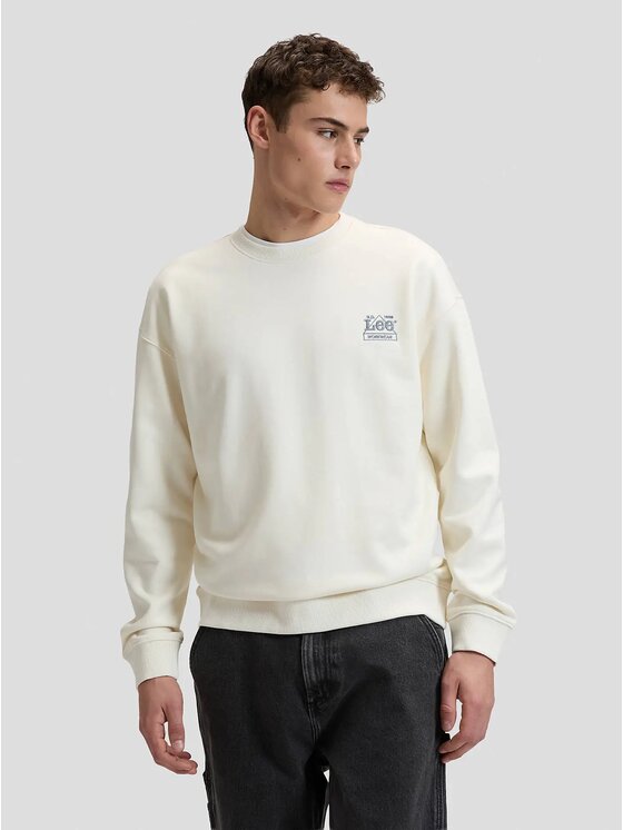 Lee Lee Felpa WORKWEAR ESS CREW Bianco Relaxed Fit